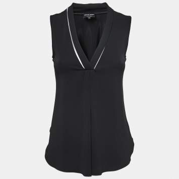 Pre Owned Giorgio Armani Monochrome Stretch Knit Sleeveless Top S