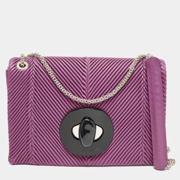 Giorgio Armani Fuchsia Textured Leather Flap Chain Bag