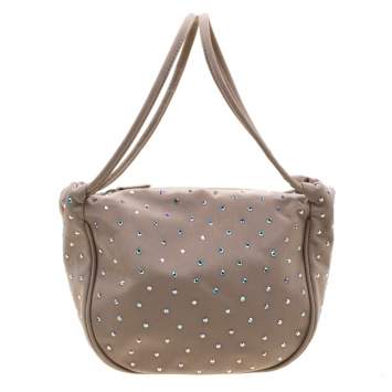 Pre Owned Giorgio Armani Beige Gems Embellished Fabric Satchel