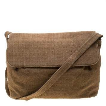 Pre Owned Giorgio Armani Light Brown Jute Shoulder Bag
