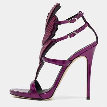 Pre Owned Giuseppe Zanotti Purple Patent Leather Cruel Ankle Strap Sandals Size 41