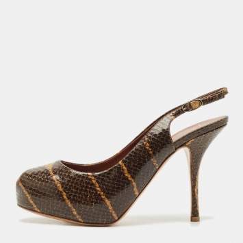 Giuseppe Zanotti Brown Python Embossed Leather Platform Sandals Size 41