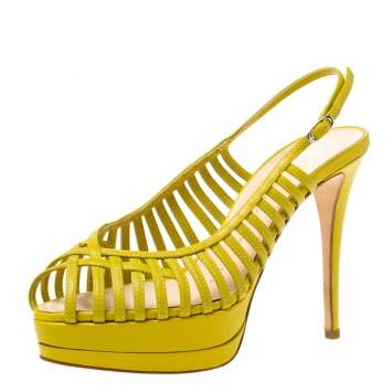 Pre Owned Giuseppe Zanotti Green Leather Strappy Platform Sandals Size 38