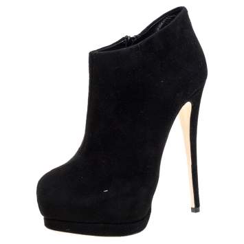 Pre Owned Giuseppe Zanotti Black Suede Booties Size 35