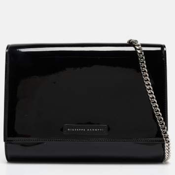 Pre Owned Giuseppe Zanotti Black Patent Leather Wendy Chain Bag