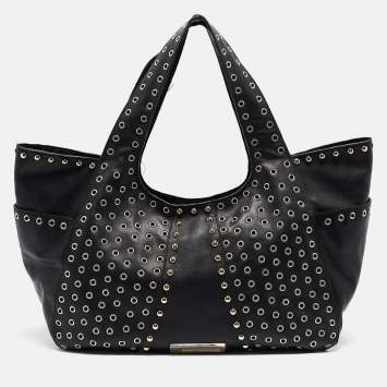 Pre Owned Giuseppe Zanotti Black Leather Studded Hobo