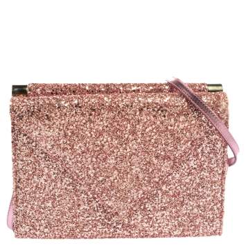 Pre Owned Giuseppe Zanotti Pink Coarse Glitter Envelope Flap Shoulder Bag