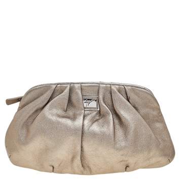 Pre Owned Giuseppe Zanotti Metallic Gold Leather Clutch