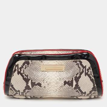 Pre Owned Giuseppe Zanotti Multicolour Python Embossed and Patent Leather Clutch