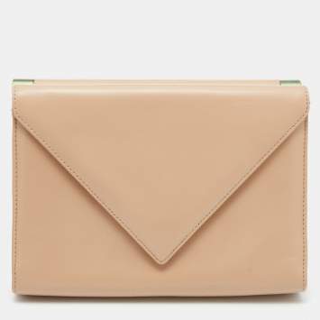 Pre Owned Giuseppe Zanotti Beige Leather Envelope Clutch