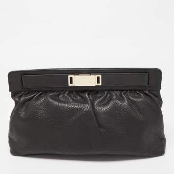 Pre Owned Giuseppe Zanotti Black Grained Leather Oversized Clutch