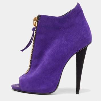 Pre Owned Giuseppe Zanotti Purple Suede Ankle Boots Size 36