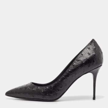 Pre Owned Giuseppe Zanotti Black Ostrich Leather Pumps Size 40
