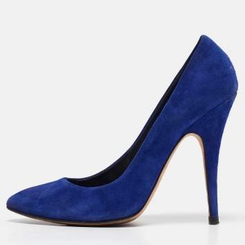 Pre Owned Giuseppe Zanotti Blue Suede Round Toe Pumps Size 40