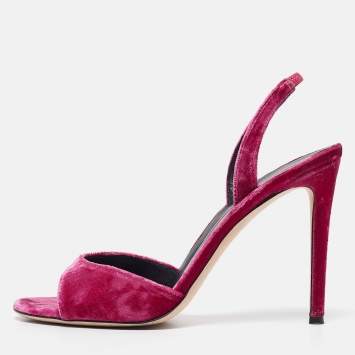 Pre Owned Giuseppe Zanotti Purple Velvet Nostyle Ankle Strap Sandals Size 39