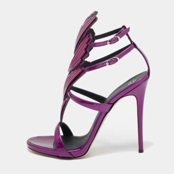 مملوكة مسبقًا Giuseppe Zanotti Purple Patent Leather Cruel Ankle Strap Sandals Size 40