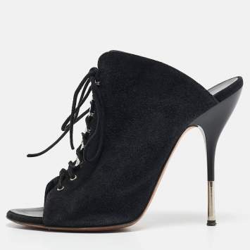 Pre Owned Giuseppe Zanotti Black Suede Mules Size 38