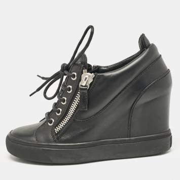 Pre Owned Giuseppe Zanotti Black Leather Dona Sneakers Size 36.5