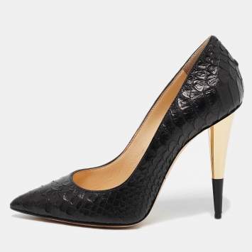 Giuseppe Zanotti Black Python Embossed Leather Pumps Size 35