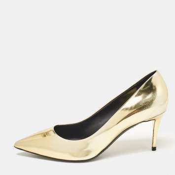 مملوكة مسبقًا Giuseppe Zanotti Gold Leather Pointed Toe Pumps Size 38