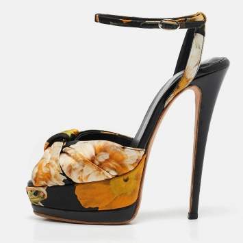 Pre Owned Giuseppe Zanotti Multicolor Satin Ankle Strap Sandals Size 38