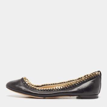 Giuseppe Zanotti Black Leather Ballet Flats Size 36