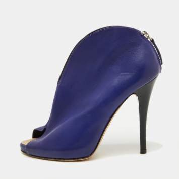 Giuseppe Zanotti Purple Leather Peep Toe Ankle Booties Size 36