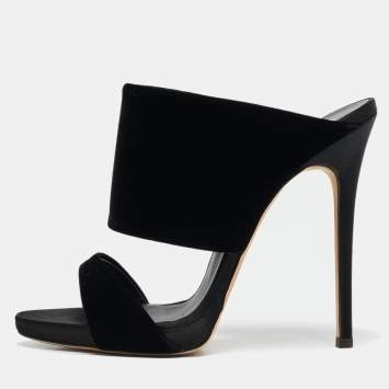 Giuseppe Zanotti Black Velvet Andrea Mules Size 37