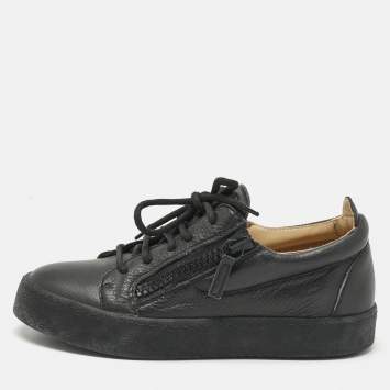 Giuseppe Zanotti Black Leather Frankie Low Top Sneakers Size 37