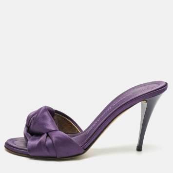 Pre Owned Giuseppe Zanotti Purple Satin knot Slide Sandals Size 38.5