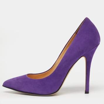 Pre Owned Giuseppe Zanotti Purple Suede Pointed Toe Pumps Size 38.5