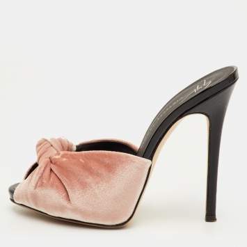 مملوكة مسبقًا صندل جوسيبي زانوتي مخمل زهري فاتح معقود مقاس 35