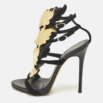 Pre Owned Giuseppe Zanotti Cruel Summer Size 37 Black Suede Ankle Strap Sandals