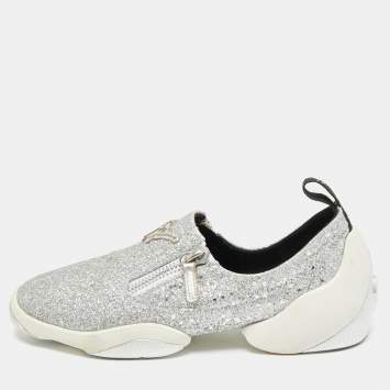 مملوكة مسبقًا Giuseppe Zanotti Jump Size 39.5 Silver Glitter Slip On Sneakers