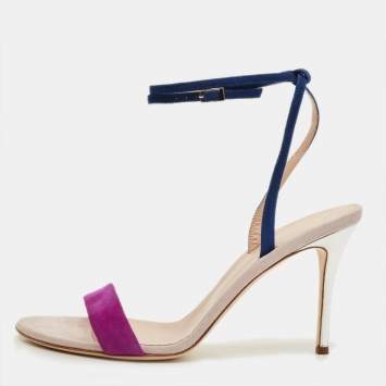 مملوكة مسبقًا صندل سلاينغ باك جيانفِتو روسي شريط جلد براءات اختراع شفاف/ذهب وردي ومادة PVC مقاس 39.5