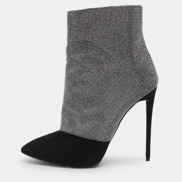 مملوكة مسبقًا Giuseppe Zanotti Olinda Studded Size 40 Black Suede Ankle Length Boots