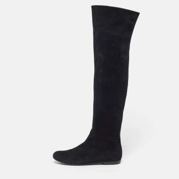 Pre Owned Giuseppe Zanotti Size 36.5 Black Suede Knee Length Boots