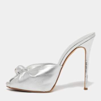 مملوكة مسبقًا خُفّ جوسييبي زانوتي مُعقود جلد فضي مقاس 39.5