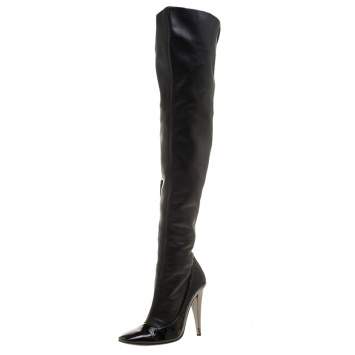 مملوكة مسبقًا Giuseppe Zanotti Black Leather Knee High Boots Size 38