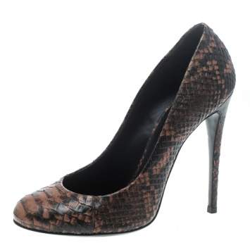 Pre Owned Giuseppe Zanotti Brown Python Leather Pumps Size 38
