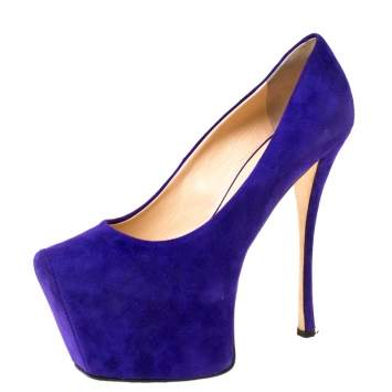 Pre Owned Giuseppe Zanotti Purple Suede Platform Pumps Size 40