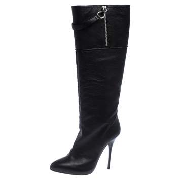 مملوكة مسبقًا Giuseppe Zanotti Black Leather knee Length Boots Size 40