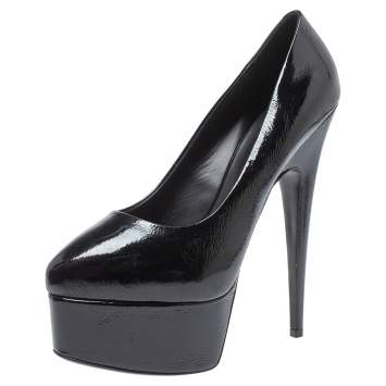 Pre Owned Giuseppe Zanotti Black Patent Leather Platform Pumps Size 40