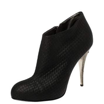 Pre Owned Giuseppe Zanotti Black Fabric Ankle Boots Size 38