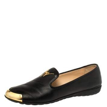 Pre Owned Giuseppe Zanotti Black Leather Dallia Loafers Size 38
