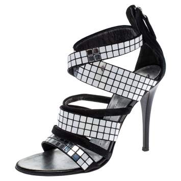 Pre Owned Giuseppe Zanotti Black Suede  Embellished Sandals Size 38