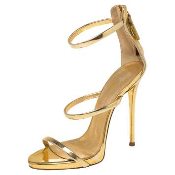 Pre Owned Giuseppe Zanotti Gold Leather Harmony Sandals Size 36