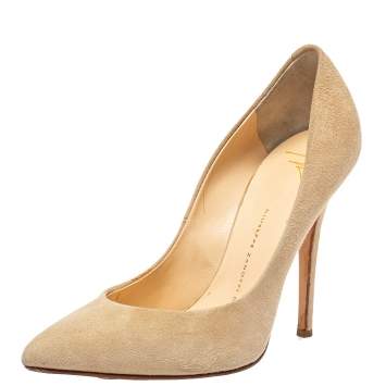 Pre Owned Giuseppe Zanotti Beige Suede Pointed Toe Pumps Size 38