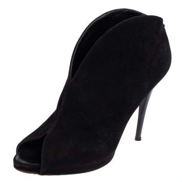 Pre Owned Guiseppe Zanotti Black Suede V Cut Ankle Booties Size 41