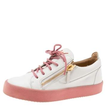 Pre Owned Giuseppe Zanotti White Leather  Low-Top Sneakers Size 39